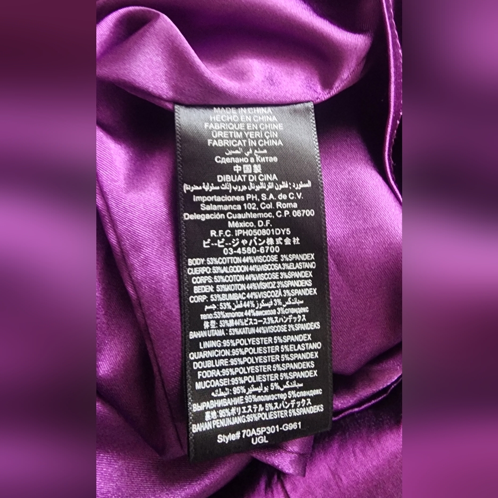 VINTAGE Bebe Purple Ruched Cocktail Dress Halter Neckline - Picture 13 of 13